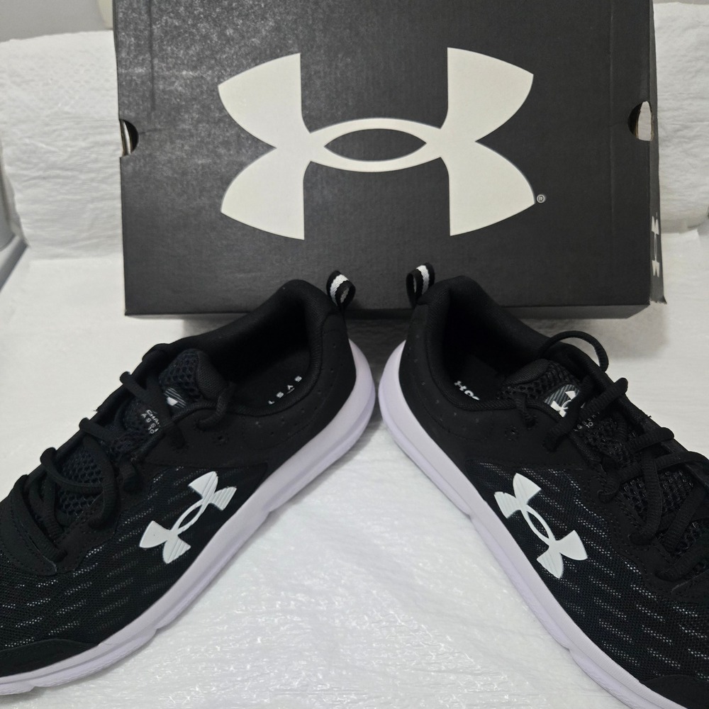 Under Armour Charged Assert 10 Mens Running Shoes Black White 3026175-001 Sz 11